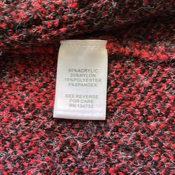 Allie & Rob Collared Lightweight Red Black Paid Open Front Pocket Cardigan Sz XL - Picture 7 of 10